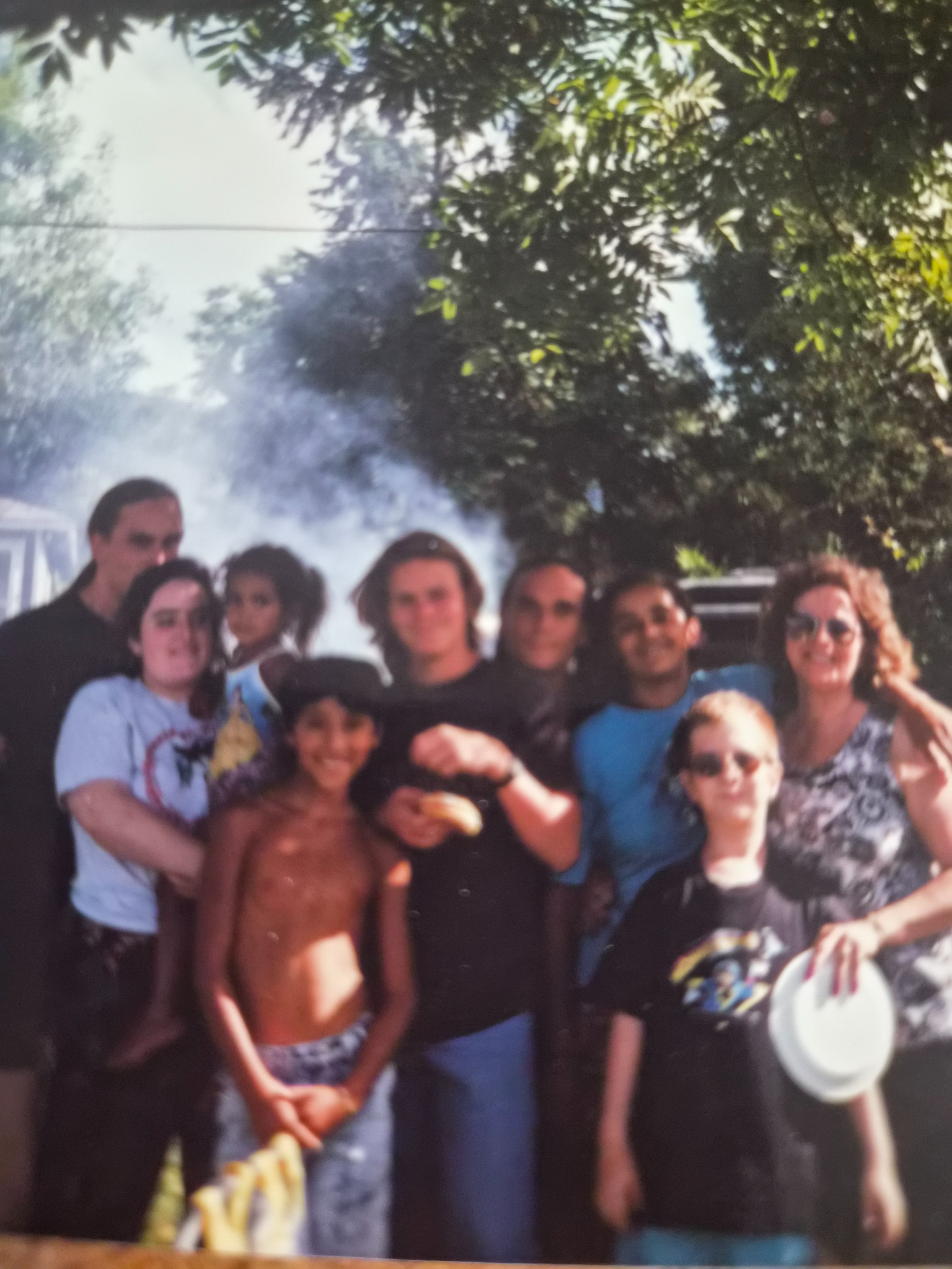 Family and friends gathered outdoors