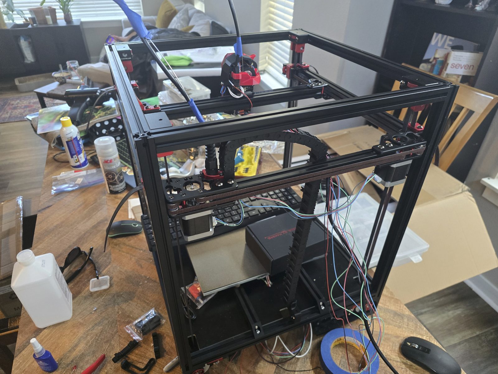 3D printer wiring and mechanical assembly in progress
