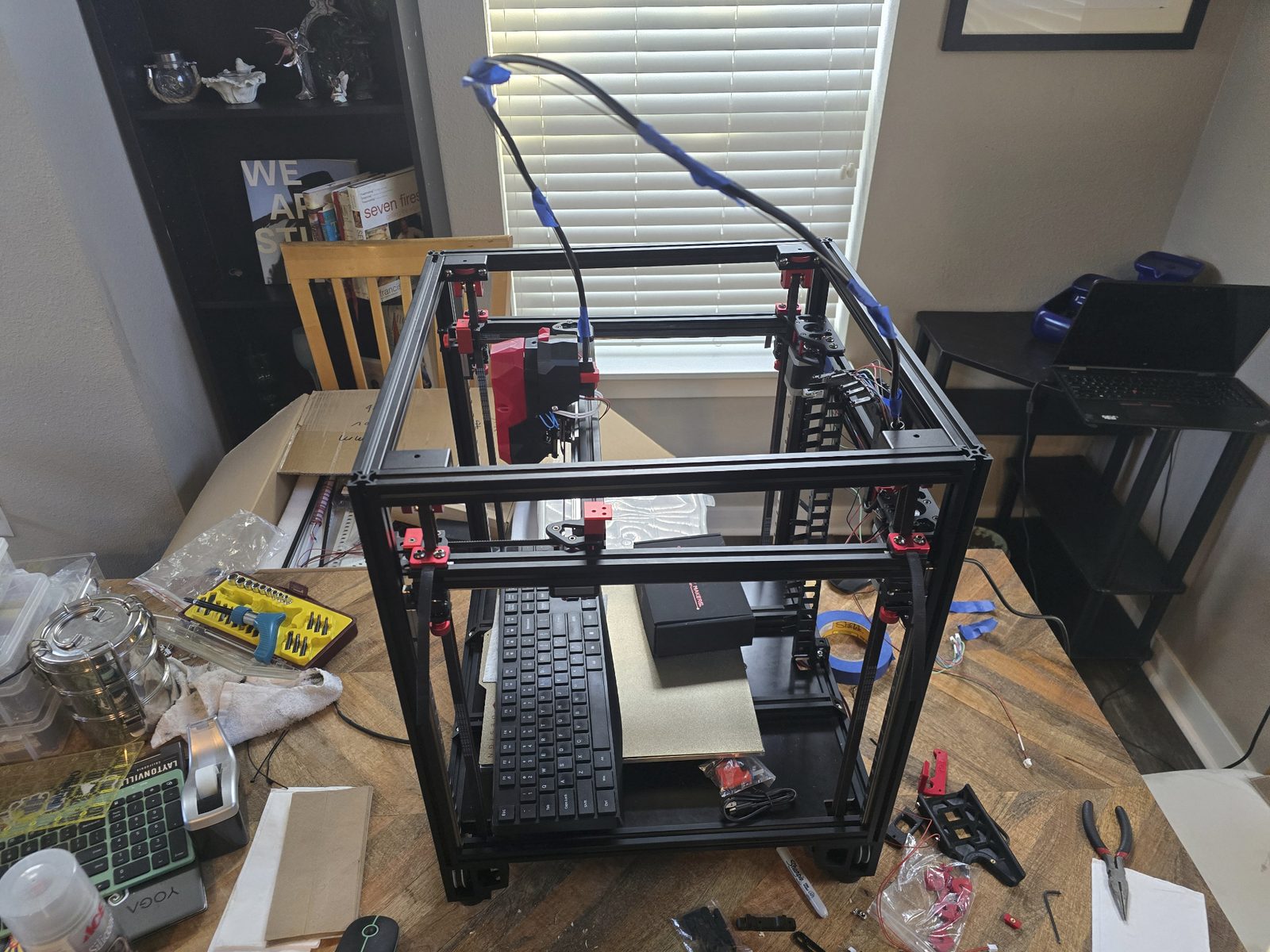 Large-format 3D printer frame build in progress